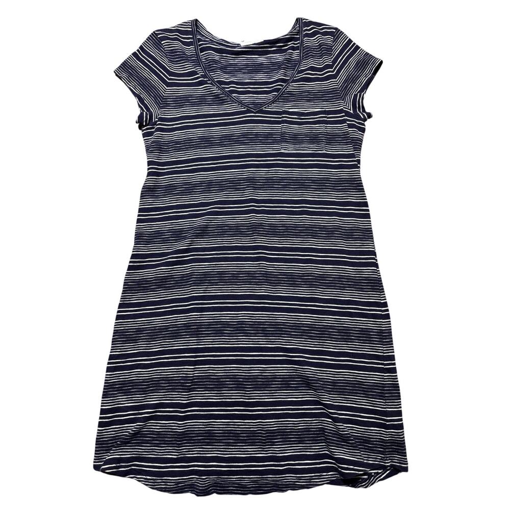 Gap Womens M Navy Blue & White Stripe V-Neck Lightweight T-Shirt Dress